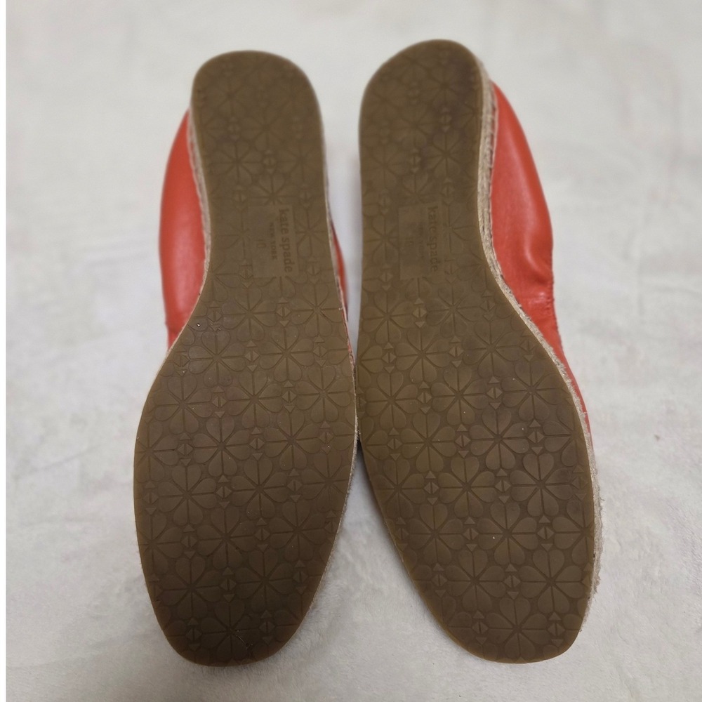KATE SPADE CLUBHOUSE ESPADRILLE FLAT SHOES LEATHER EMBOSSED APRICOT SIZE 10 - Picture 6 of 7